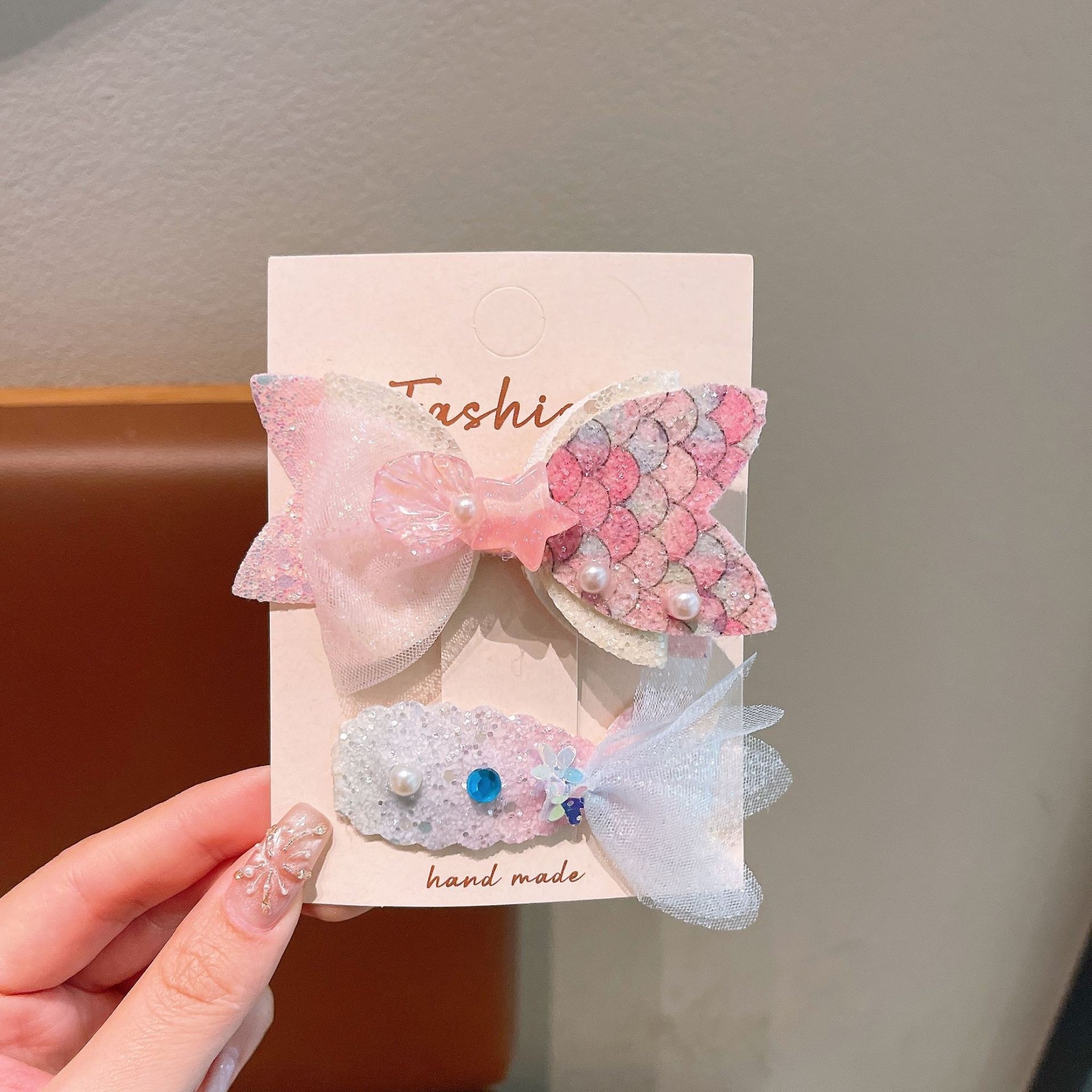 Bonitos pequeños niños frescos clip de pelo conjunto marino viento conchas estrellas perlas tarjetas de pelo princesa niñas al por mayor