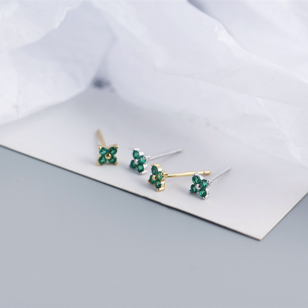 Simple Style Flower Sterling Silver Inlay Artificial Diamond Ear Studs 1 Pair display picture 5