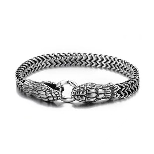 Cross-border titanium steel old spirit snake zodiac snake bracelet stainless steel hip hop double snake head men's bracelet retro feeling