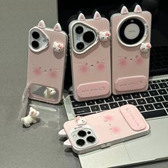 粉凯蒂耳朵适用iPhone16/15 pro元气1411手机壳12苹果13保护套8