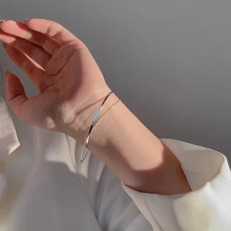 Women's Minimalist S925 Silver Plated Smooth Chain Bracelet_voghion.com