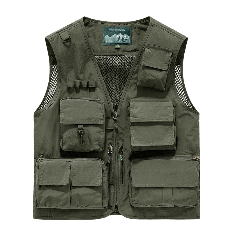 Chaleco de Pesca y Fotografía con Múltiples Bolsillos para Hombre de Poliéster, para Pesca y Fotografía