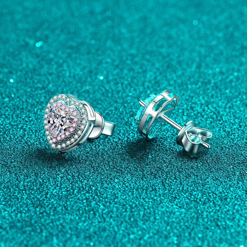 D-colour Moissanite Heart Hoop Earrings In Sterling Silver_voghion.com