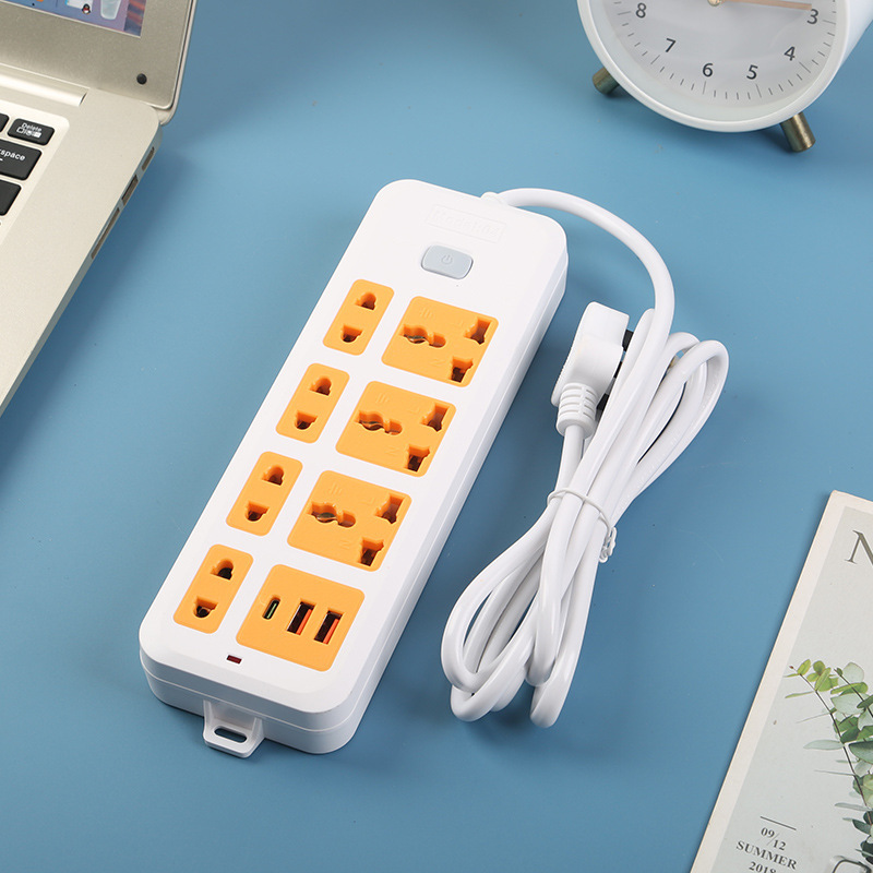 2USB + 1Type-c interfaz de carga de teléfono azul amarillo gris estándar británico estándar europeo estándar americano