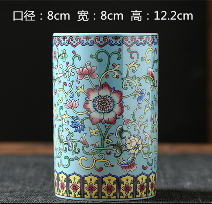 Vaso de escritorio de cerámica de porcelana pequeña boca mini hidroponía de flores retrógradas botellas de flores de porcelana