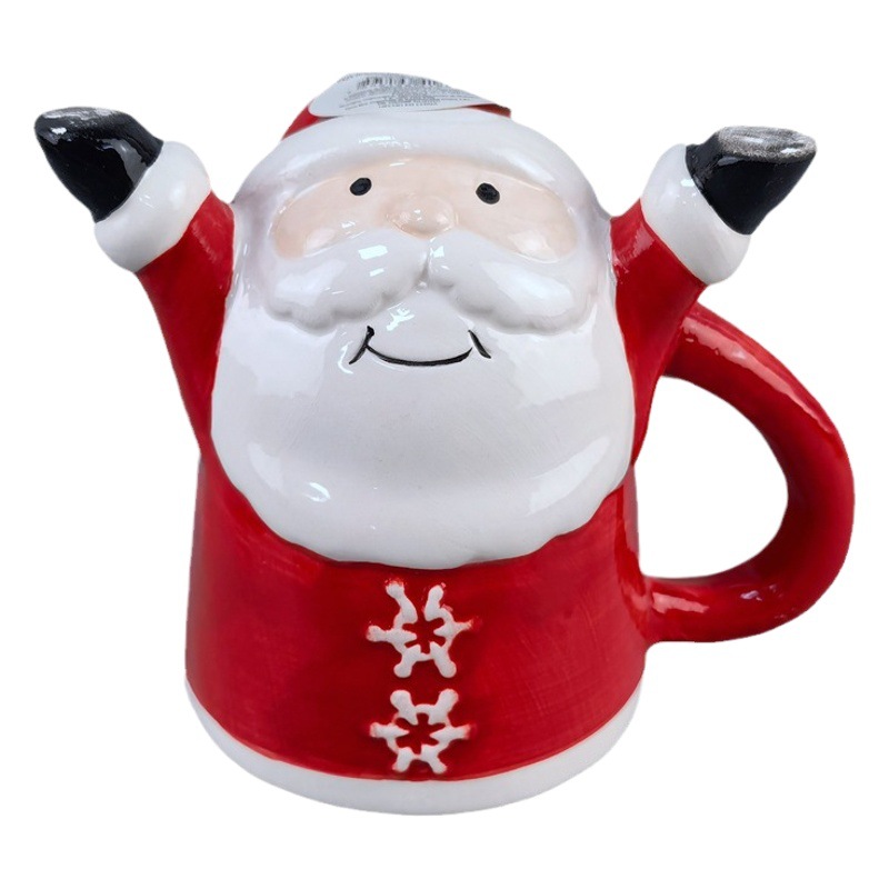 Taza navideña de cerámica, taza de leche con diseño de muñeco de nieve navideño, taza de agua, taza de oficina, taza con relieve 3D, regalo de Navidad