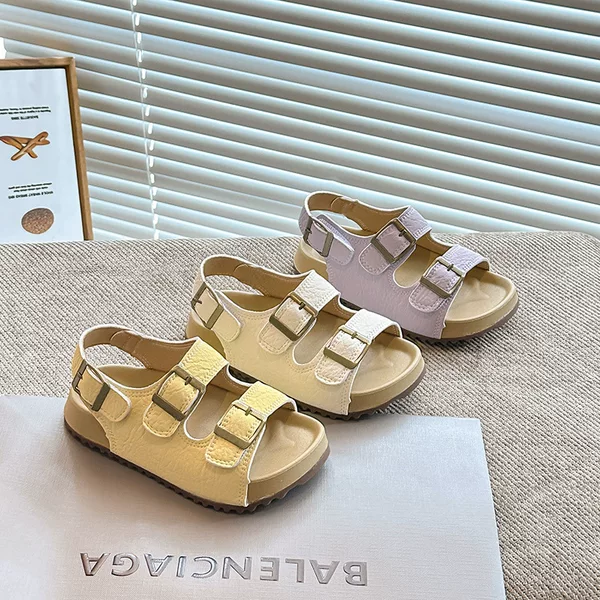 2025 Retro Frosted Summer Kidsren's Shoes Kidsren's Cork Sandals Girls Birkenstock Sandals Non-Slip Soft Sole Roman Shoes