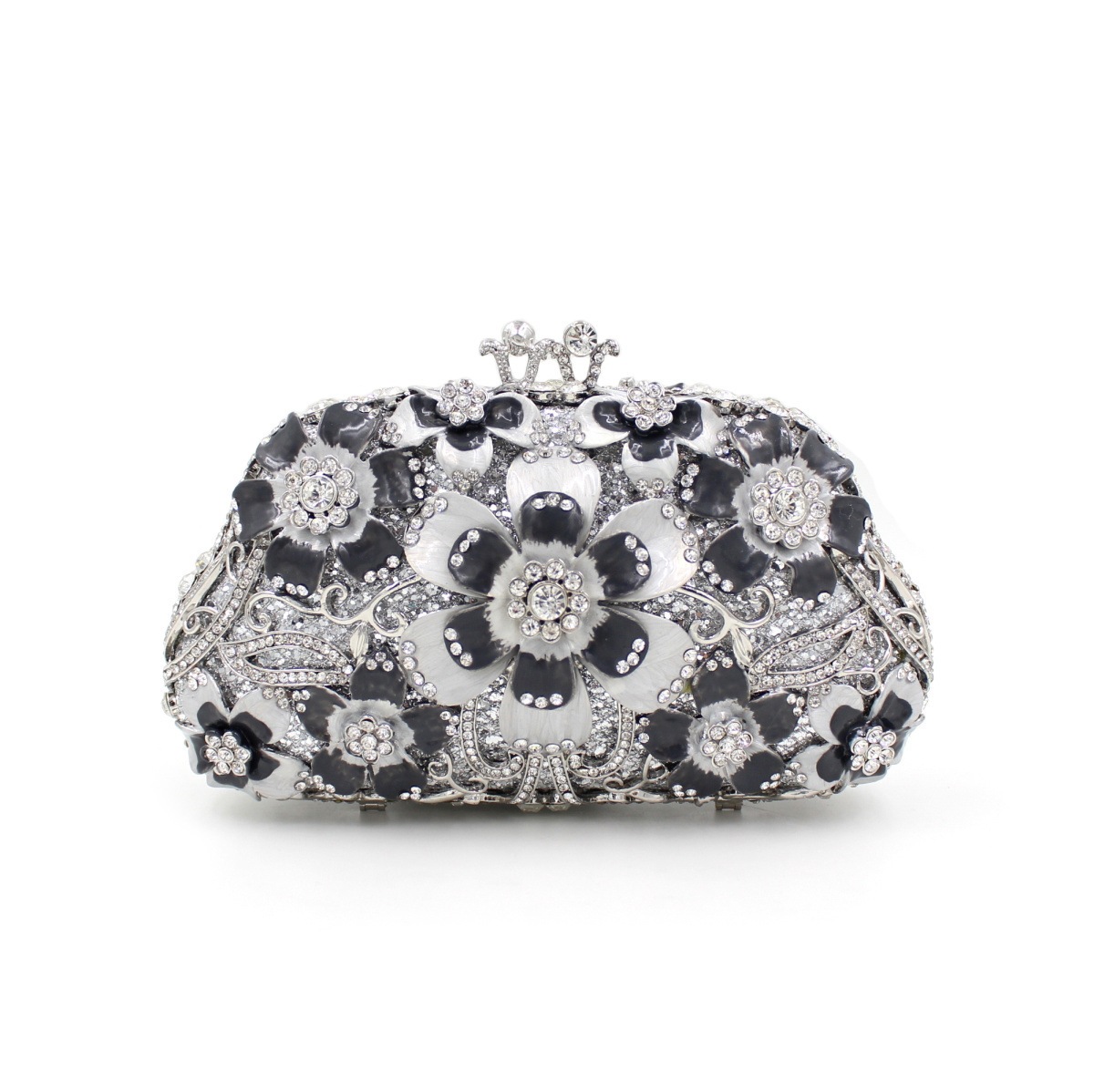 BL021 goteo de flores de diamante de agua de agua de metal de cristal de aire de diamante bolsa de cena bolsa de mano gris claro