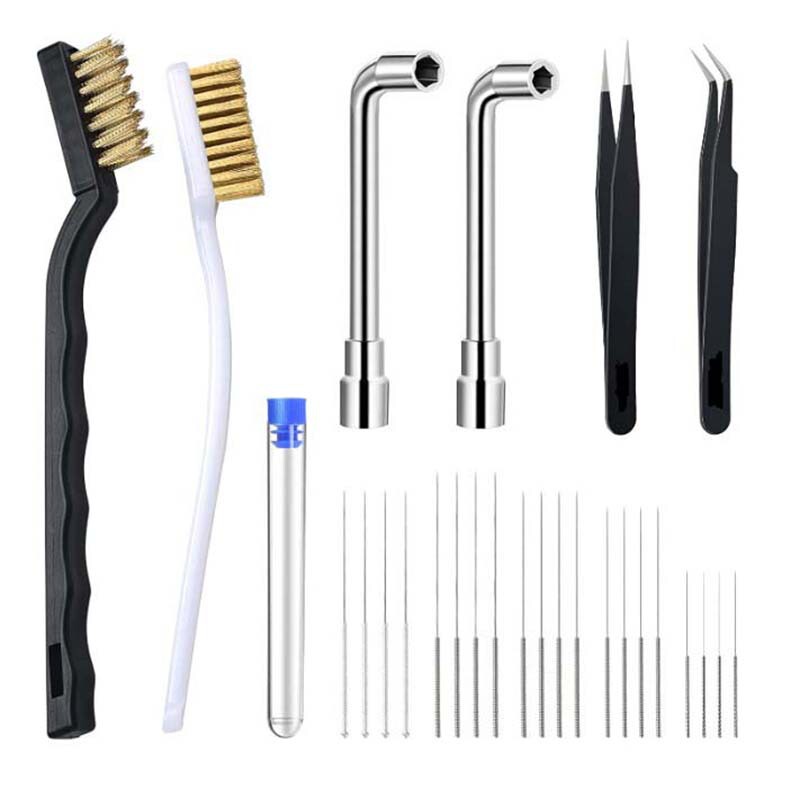 Cross-border 3D printer nozzle cleaning kit stainless steel cleaning brush cleaning needle disassembly wrench tool set