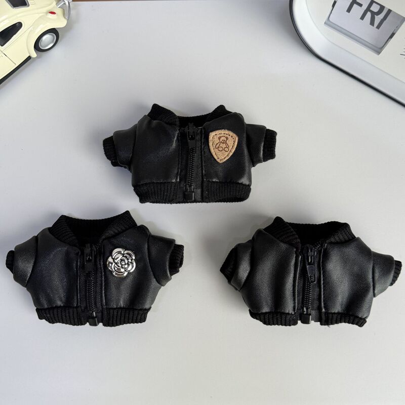 Suitable for 15-17cm Trendy Blind Box Doll Black Leather Motorcycle Top Bear Shield Leather Doll