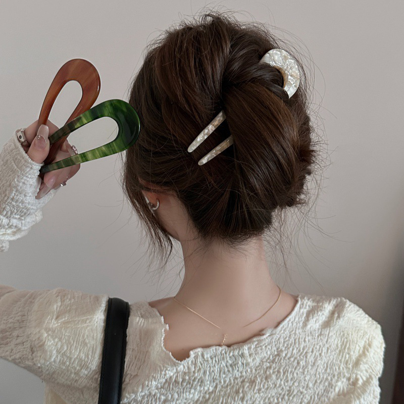Nuevo estilo chino en forma de U pinzas de cabello de chicas bola de cabeza máquina de cabello insertado peine de alta sensación de cabeza trasera pinzas fijas