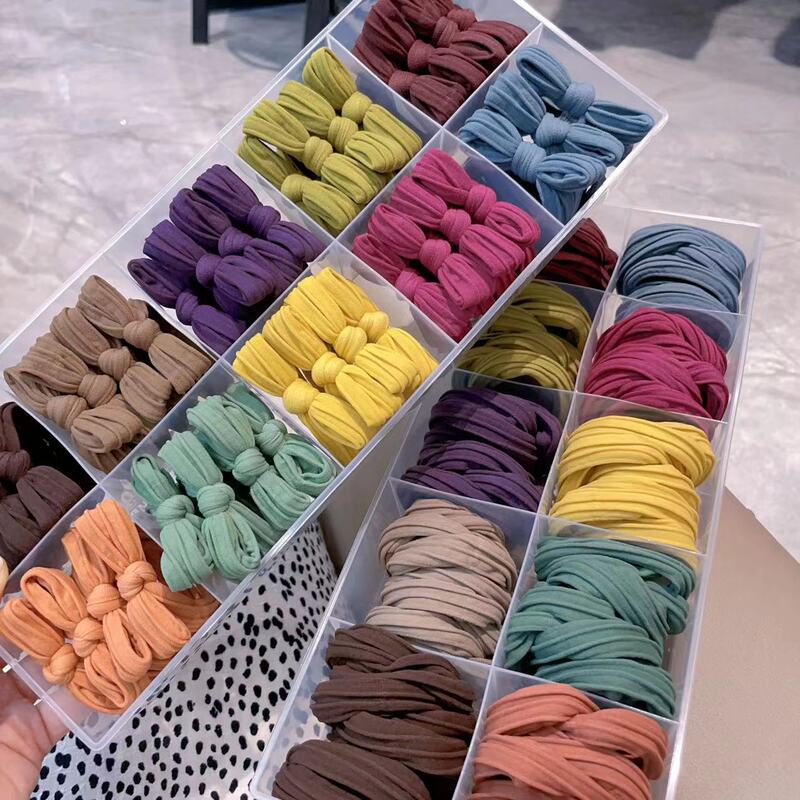 Korean style live broadcast autumn and winter New Morandi dark high-grade texture bow towel ring hair band high elastic hair rope Korean style live broadcast autumn and winter New Morandi dark high-grade texture bow towel ring hair band high elastic hair rope