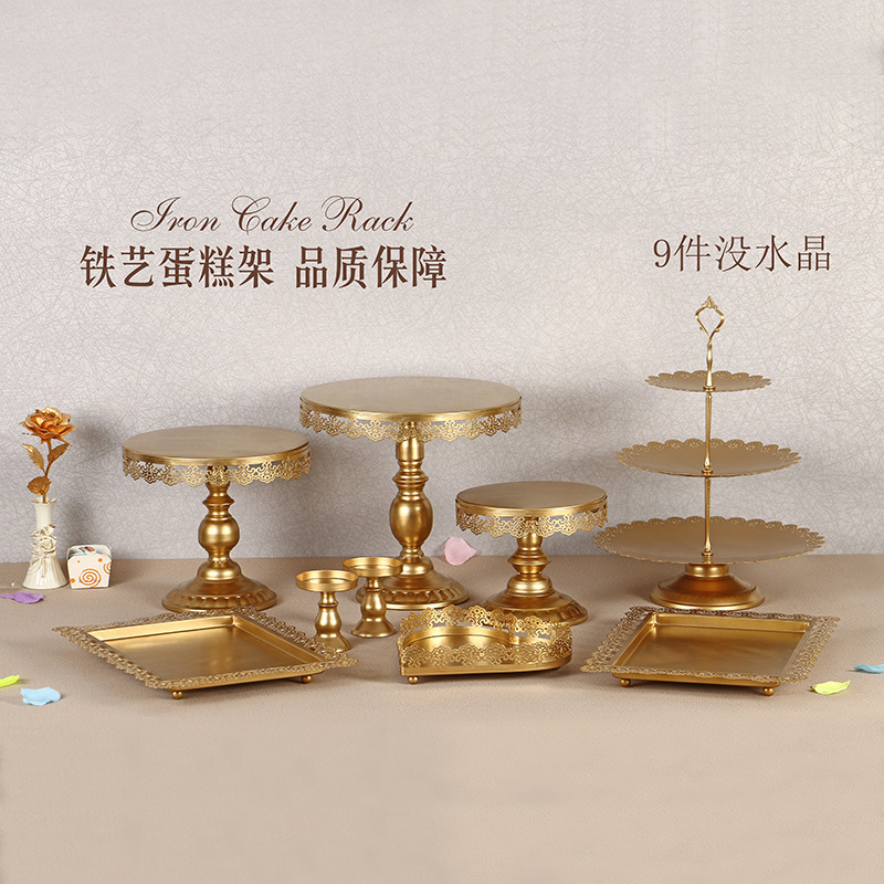 Postre de oro Decoración de mesa soporte de exhibición traje creativo europeo pastel merienda stand buffet comida fría té mesa de descanso image 16
