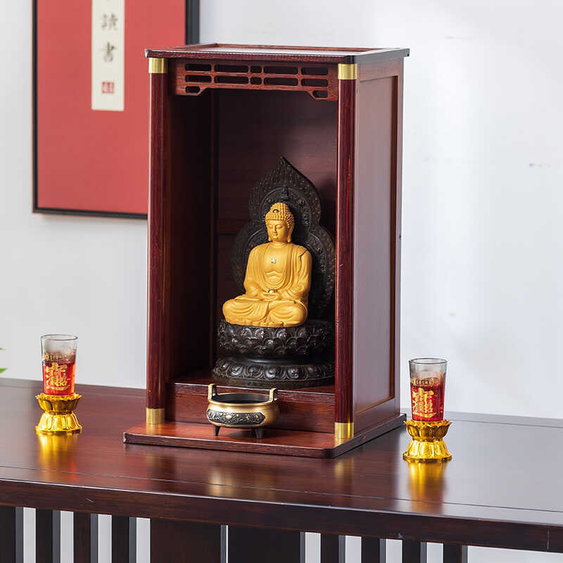 Desktop Altar for Offering Incense, Wall-Mounted Guanyin Buddha Statue Cabinet, Home Shrine