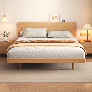 Zhiguang All Solid Wood Bed Modern Casual 1.8m Household Bed Master Bedroom Double Bed 1.5m Large Single Bed Frame