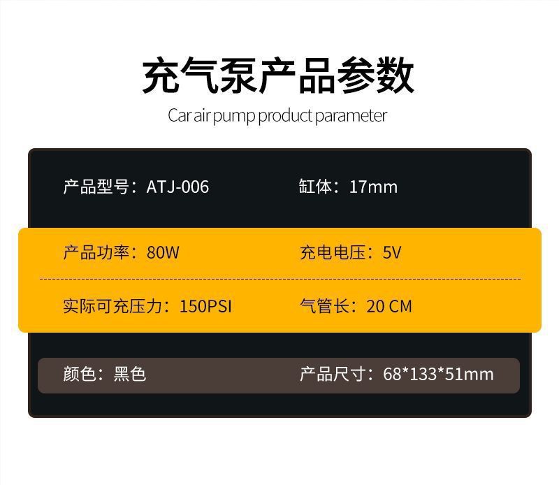 Car Air Pump, Outdoor Wireless Inflator, Dual Power Supply Portable Handheld Electric Car Tire Inflator