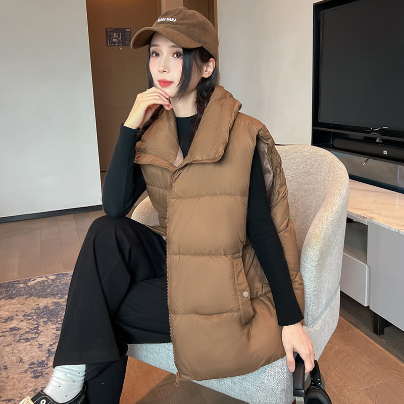 2025 comercio exterior nuevo chaleco de algodón de pluma grande chaleco suelto chaqueta de hombro de moda moda chaleco de moda universal