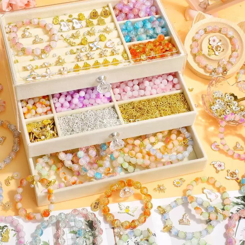 Браслет с бусинами, бусины, ручная игрушка, подарочная коробка, DIY, подарок на день рождения