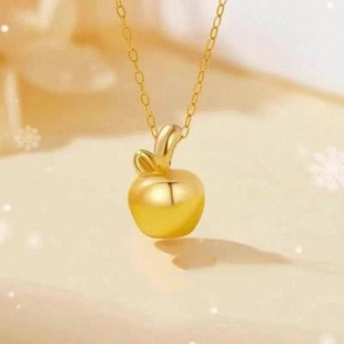 Pure Gold 999 Apple Pendant Gold Apple Christmas Gift 24K Pure Gold Necklace 3D Hard Gold Accessories Gift Wholesale