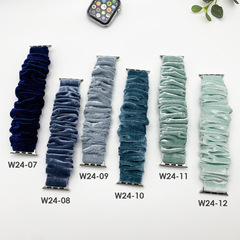 適用apple iwatch手錶帶絨面跨境秋冬季大腸發圈絲絨蘋果錶帶