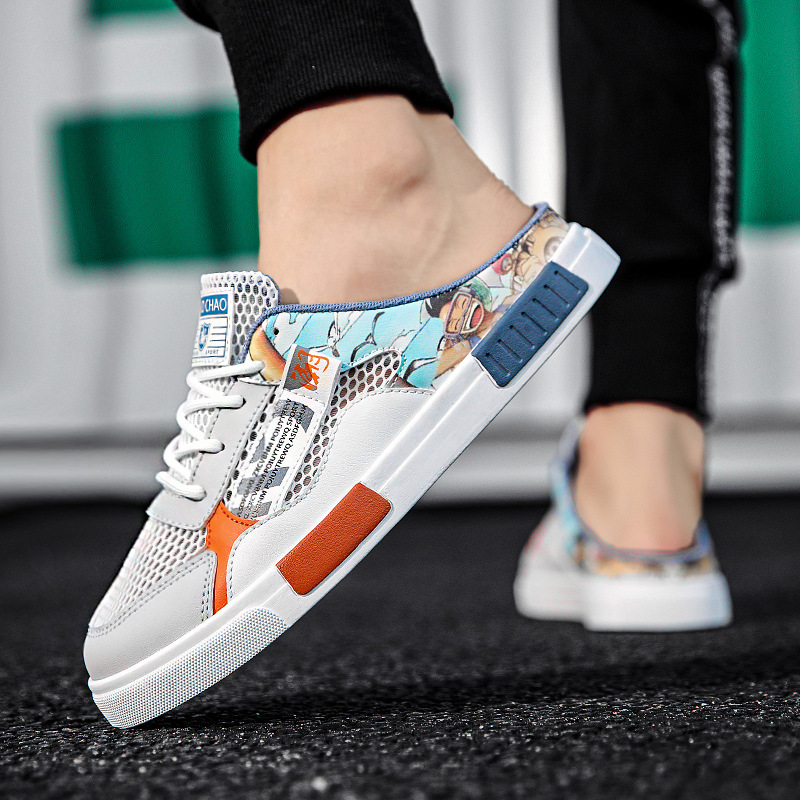 男士拖鞋夏季外穿大碼47辦公室包頭拖男款無後跟一腳蹬沙灘洞洞鞋