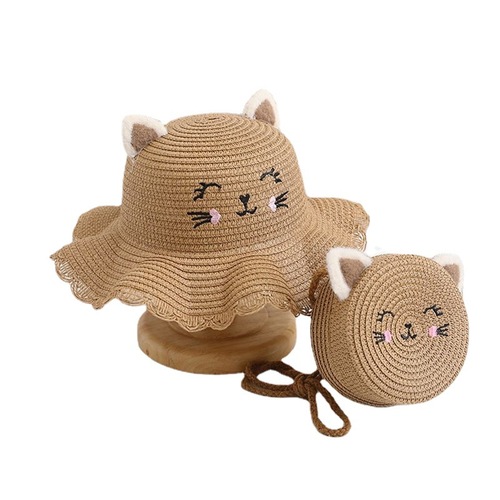 Summer girls' small bag  new trendy woven straw bag cute children's mini coin crossbody bag wholesale