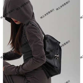 软皮小众腋下包女黑色链条单肩斜挎包图片款简约便捷出行百搭包包