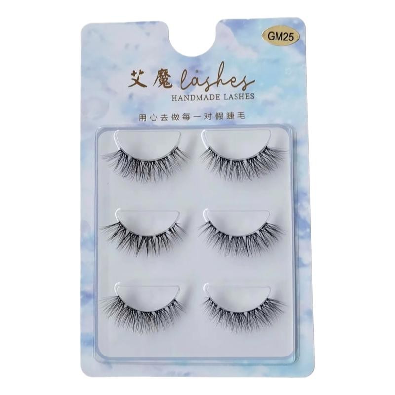 Luz europea y americana solo racimo tallo transparente 3D pestañas postizas pelo de visón artificial fibra suave tallo natural grueso Barbie GM serie