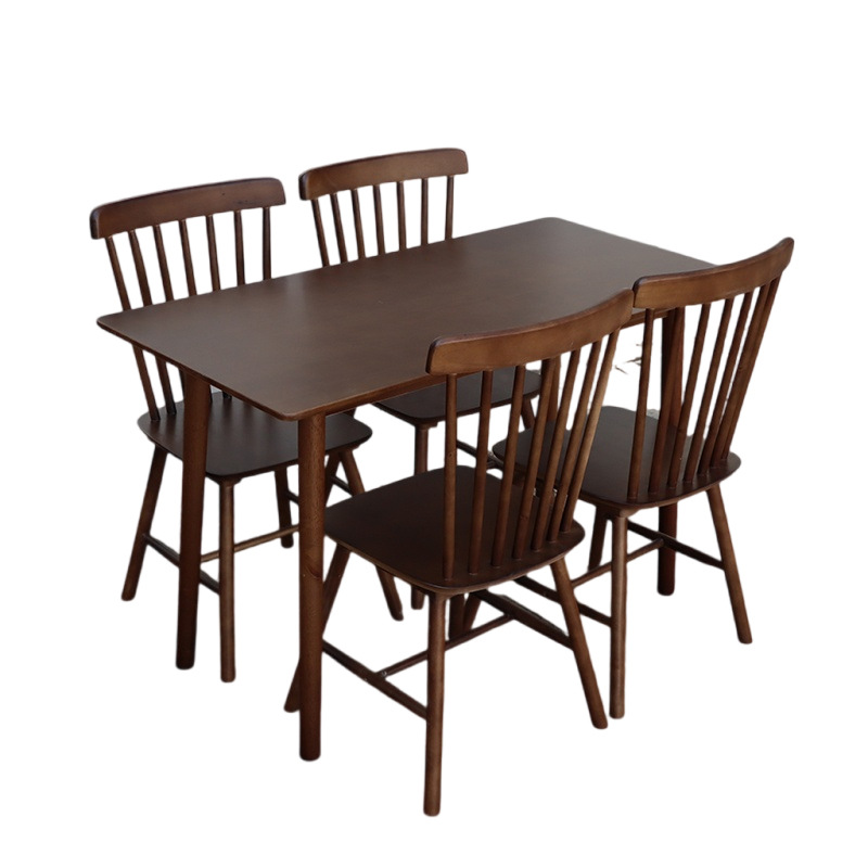 Mesa y silla de comedor de madera sólida combinación de mesa y silla de comedor de madera sólida familiar de alta calidad silla de respaldo de color nuez nueva mesa y silla de comedor de madera sólida china comercial