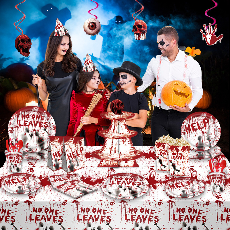 Home & Garden Ghost Festival atmosphere decoration theme party event tableware set dinner plate disposable holiday supplies_voghion.com