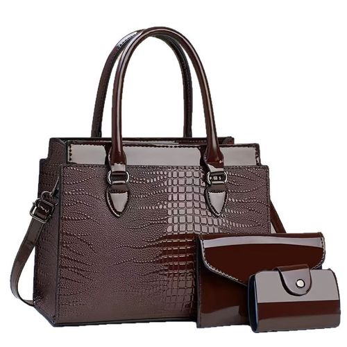 Handbag with bright leather crocodile pattern, mother and daughter style, PU leather material, Taizhou women's bag trend, bags