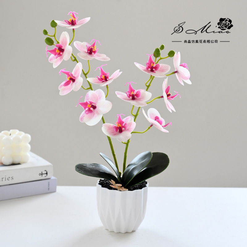 Flores falsas impresión 3D película de orquídea mariposa sensación pequeña simulación de bonsai decoración interior creativa decoración simulación de maceta