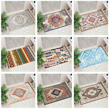 跨境水晶絨復古入戶門防滑墊長方形門墊進門腳墊波西米亞北歐地毯