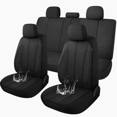 Universal seat cover Pu Leather Full-Cover Cushion Cover - black-nine-piece-set