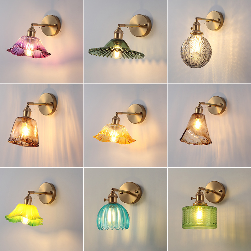 Japanese retro brass glass modern sconce