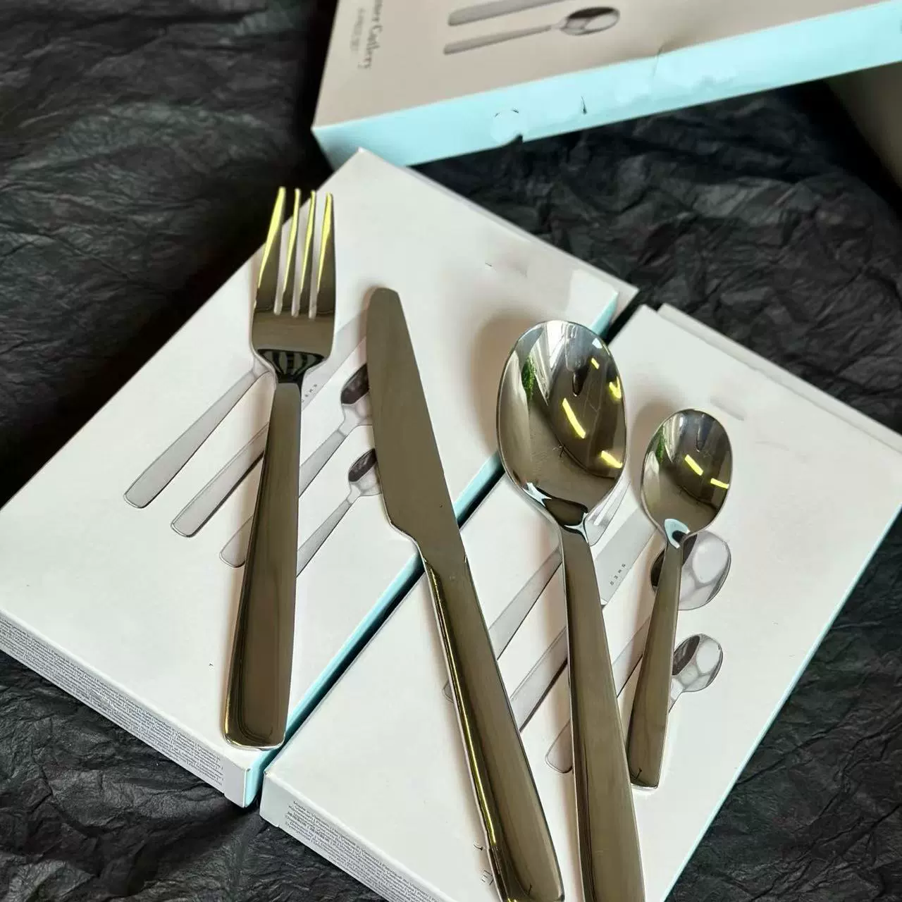 Tableware stainless steel, durable set for hotel, simple and elegant design, increased thickness