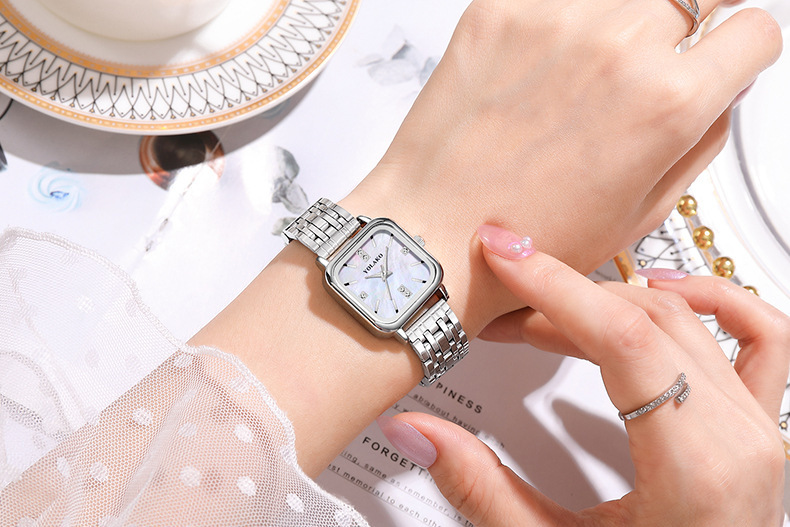 New Fashion Square shell dial ladies watch women's watch steel band women's watch_voghion.com
