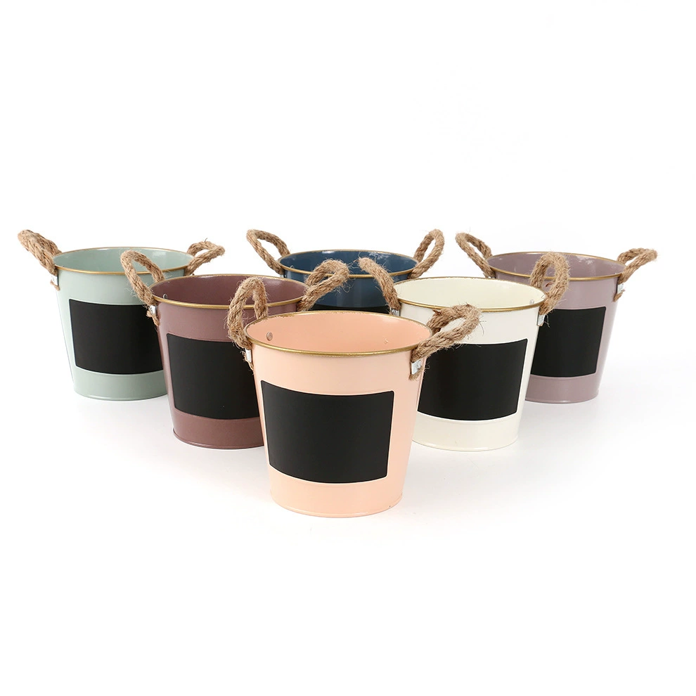 Новое поступление с небольшой доской может написать сочные растения Железный цветочный горшок настольное ведро для хранения фотографий реквизит украшения