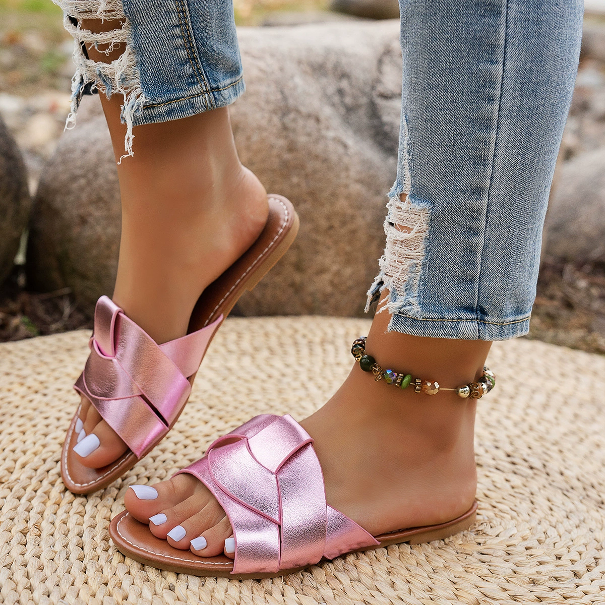 Внешняя торговля большие размеры сандалий женский 2025 летняя круглая голова