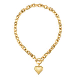 European and American Spring New Gold Fluffy Heart Pendant Necklace 18k Gold Plated Pendant Hip Hop Style Distinctive Clavicle Chain