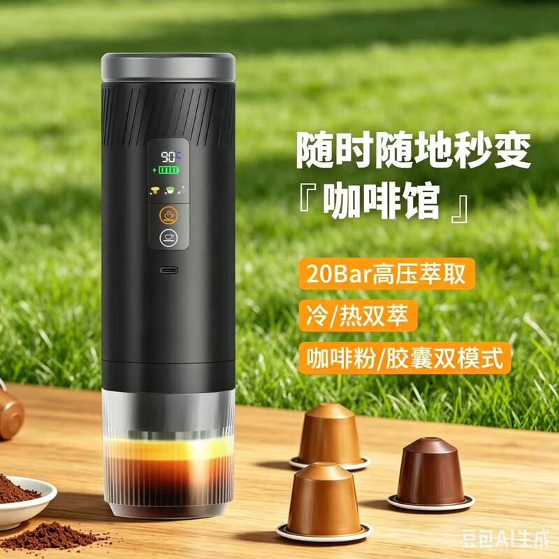 New Wireless Heated Espresso Capsule Coffee Machine Three-In-One Extraction Travel Outdoor Portable Coffee Machine New Wireless Heated Espresso Capsule Coffee Machine Three-In-One Extraction Travel Outdoor Portable Coffee Machine