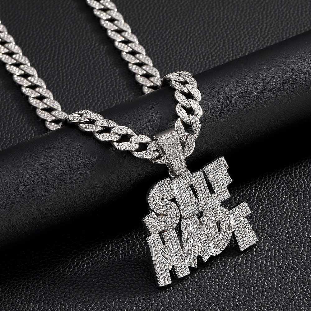 Hip-hop SELFPAID doble colgante de letras personalidad creativa moda masculina collar de hip-hop personalizado fabricante transfronterizo