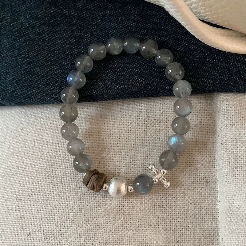 Cool Gray-Blue Cat's Eye Stone Beaded Elastic Rope Bracelet for Women, Simple, Fashionable and Trendy, Versatile Bracelet and Hand Accessory Cool Gray-Blue Cat's Eye Stone Beaded Elastic Rope Bracelet for Women, Simple, Fashionable and Trendy, Versatile Bracelet and Hand Accessory