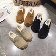 厚底勃肯鞋女雪地靴真皮2024秋冬新款韩版女鞋松糕底加绒复古棉鞋