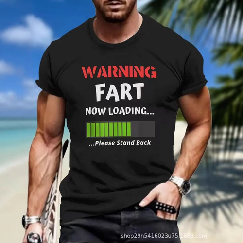 Mesh Short Sleeve 3D Digital Printing Fashion Letter Print European and American Round Neck Men's Summer T-Shirt Men's Top