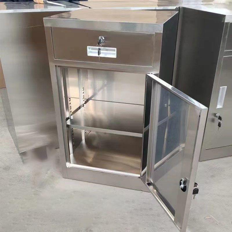304 Stainless Steel Low Cabinet Bedside Table with Lock Metal Office Activity Balcony Cabinet Floor Cabinet Storage with Drawers and Multiple Drawers