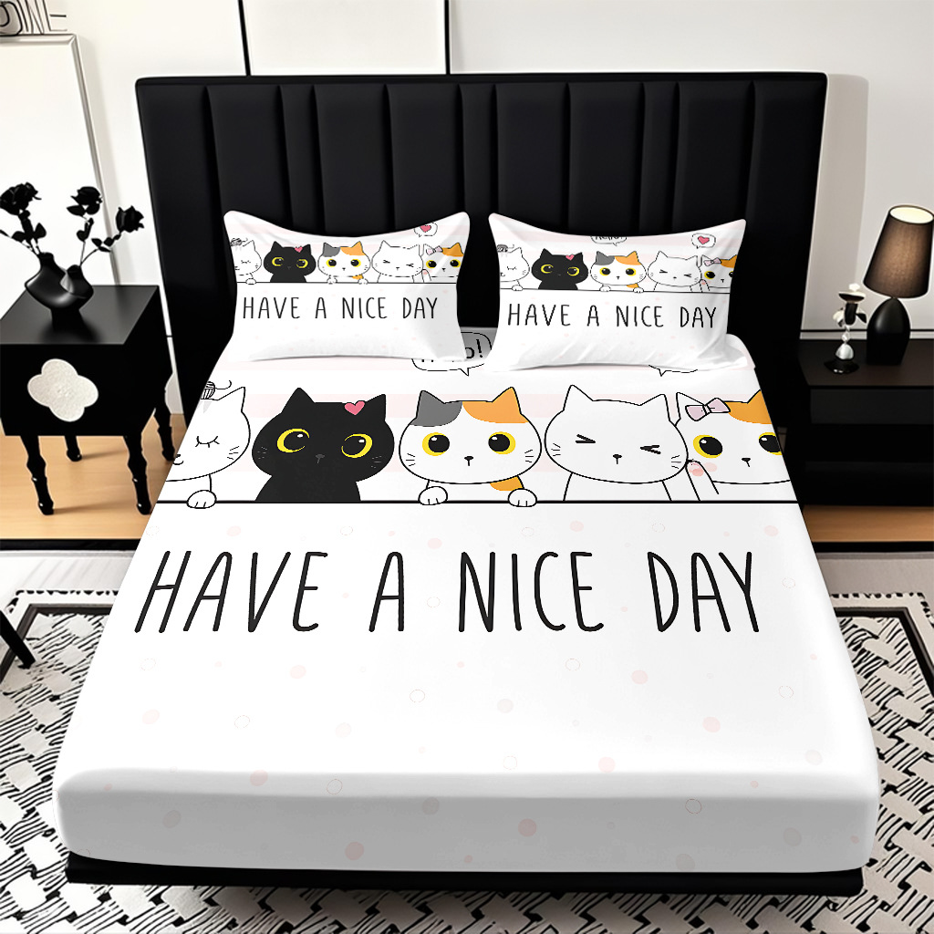 TEMU / JIT transfronterizo para animados gatitos de alta definición impresión digital kit de cama de cama de fábrica directa para imprimir