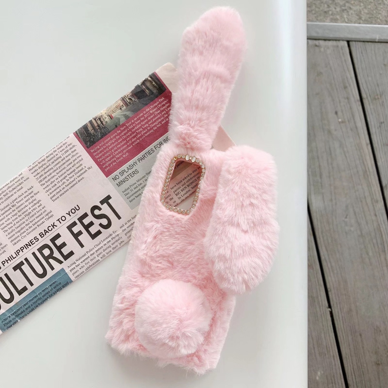 Adecuado para Samsung A55 A26 5G A15 felpa conejo A56 felpa comercio exterior hecho a mano funda protectora para teléfono móvil