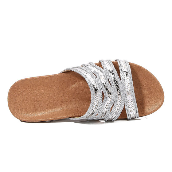 IELTS Run plus size Hollow Cross-border Flat Rhinestone Sandals Bohemian Comfortable Women's Shoes Summer CXL-1