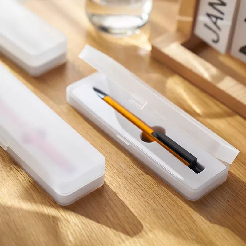 简约清新笔盒 半透明独立收纳钢笔盒 礼品文具盒 学生口袋笔盒